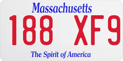 MA license plate 188XF9