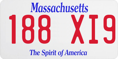 MA license plate 188XI9