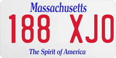 MA license plate 188XJ0