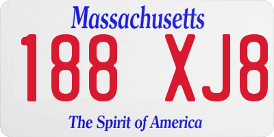 MA license plate 188XJ8