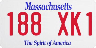 MA license plate 188XK1