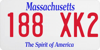 MA license plate 188XK2