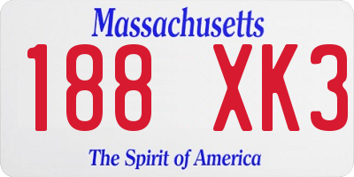 MA license plate 188XK3