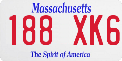 MA license plate 188XK6