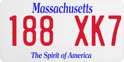 MA license plate 188XK7