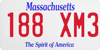MA license plate 188XM3