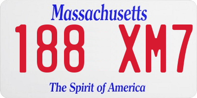 MA license plate 188XM7