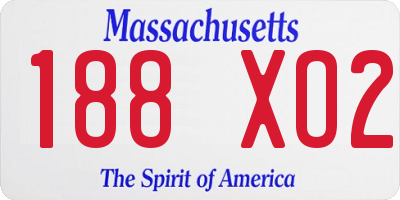 MA license plate 188XO2