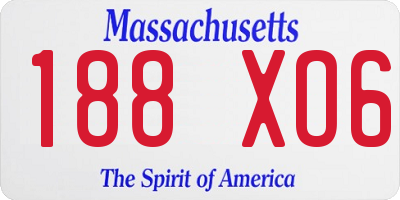 MA license plate 188XO6