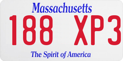 MA license plate 188XP3