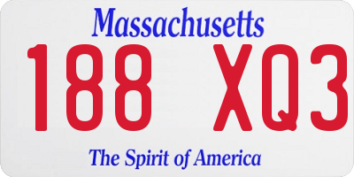 MA license plate 188XQ3