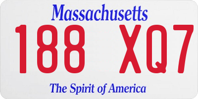 MA license plate 188XQ7