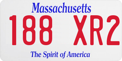 MA license plate 188XR2