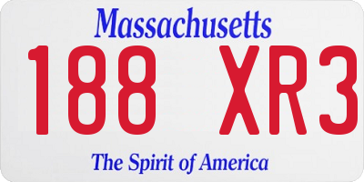 MA license plate 188XR3
