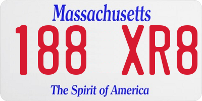 MA license plate 188XR8
