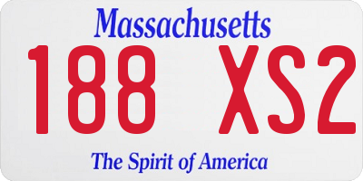 MA license plate 188XS2