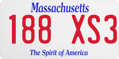 MA license plate 188XS3