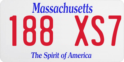 MA license plate 188XS7