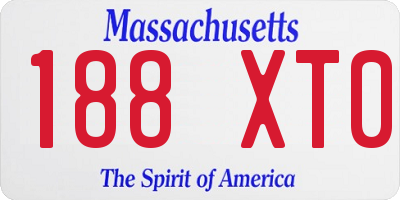 MA license plate 188XT0