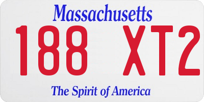 MA license plate 188XT2