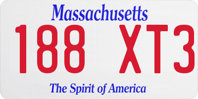 MA license plate 188XT3