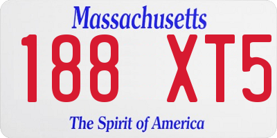 MA license plate 188XT5