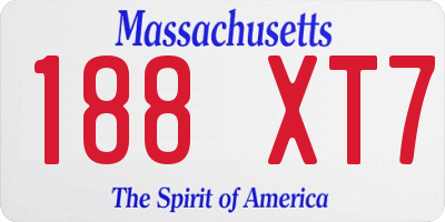 MA license plate 188XT7