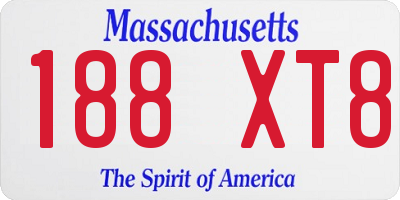 MA license plate 188XT8