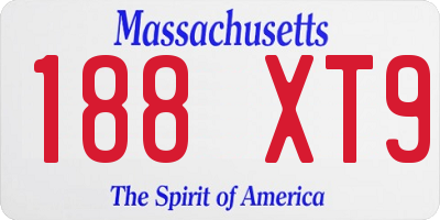 MA license plate 188XT9