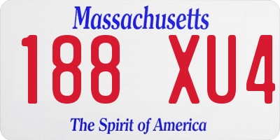 MA license plate 188XU4