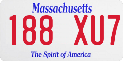 MA license plate 188XU7