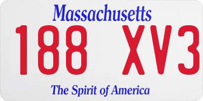 MA license plate 188XV3