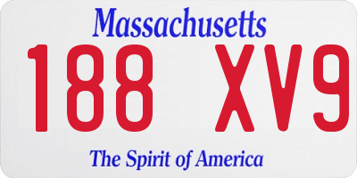 MA license plate 188XV9