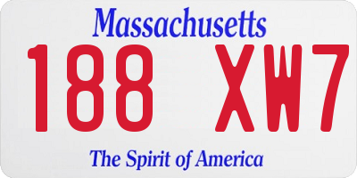 MA license plate 188XW7