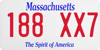 MA license plate 188XX7