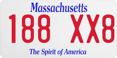 MA license plate 188XX8