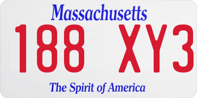 MA license plate 188XY3