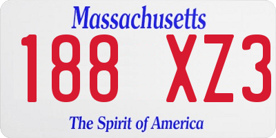 MA license plate 188XZ3