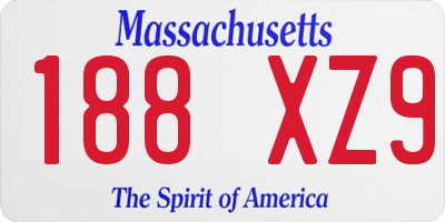 MA license plate 188XZ9