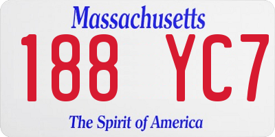 MA license plate 188YC7