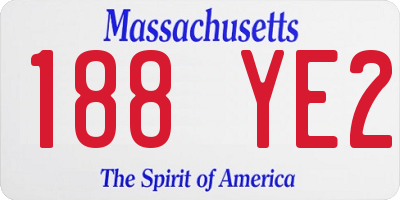 MA license plate 188YE2