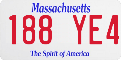 MA license plate 188YE4