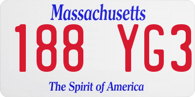 MA license plate 188YG3