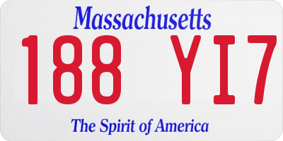 MA license plate 188YI7