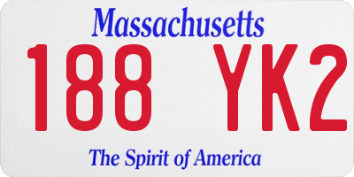 MA license plate 188YK2