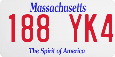 MA license plate 188YK4