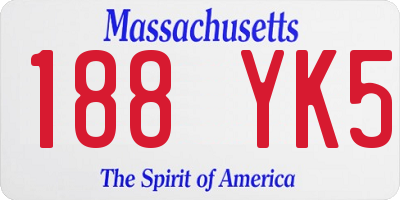 MA license plate 188YK5