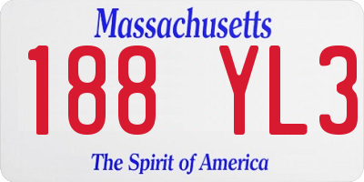 MA license plate 188YL3
