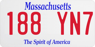 MA license plate 188YN7