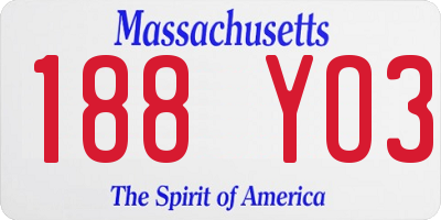 MA license plate 188YO3
